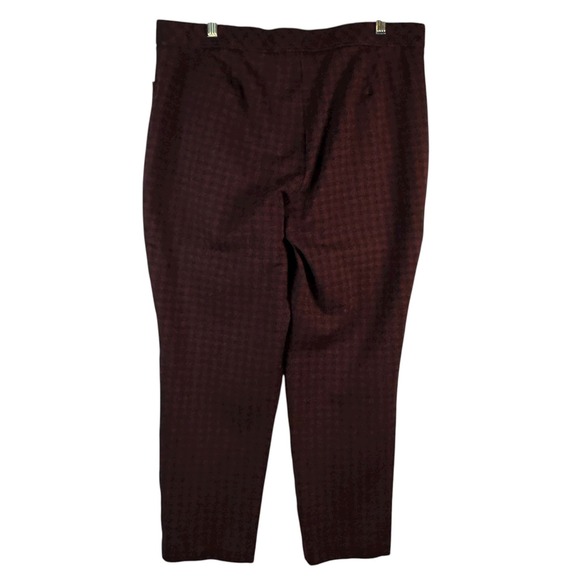 j Jill Women's XL‎ Ponte Slim Leg Pants Burgundy Houndstooth Stretch Casual - Picture 2 of 6